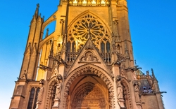 The Cathedral of Saint Stephen of Metz, France, (Cathédrale Saint Étienne). It is the historic cathedral of the Roman Catholic Diocese of Metz and the seat of the Bishop of Metz 